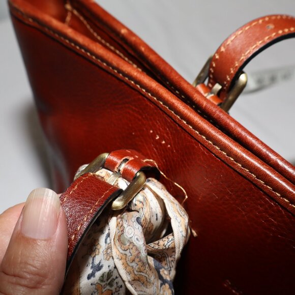 Gianni Conti Womens Brown Leather Tote Bag Large Buckle Adjust Straps With *Flaw - Picture 12 of 13